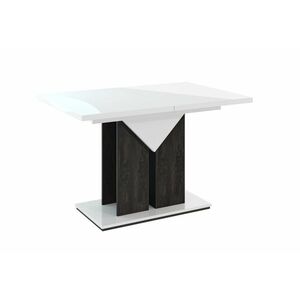 TROP szétnyitható étkezőasztal, 120/160x75x80, fehér fényű/K353 Charcoal flow kép