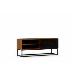 TV asztal AVARIO, 120x50x40, kézműves tölgy/fekete fényes kép