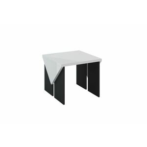 TROPIC dohányzóasztal mini, 60x60x50, fehér fényű/K353 charcoal flow kép