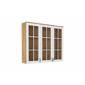 FLAVELA 3D vitrines szekrény rátét, 150x126x34, fehér/tölgy artisan kép