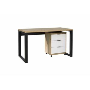 RAMO 2 íróasztal, 135x76, 2x65, artisan tölgy/fekete/fehér kép