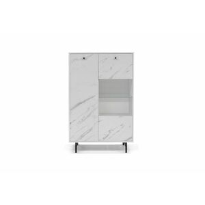 NEROLI 2 vitrines szekrény, 90x140x41, fehér/fehér márvány kép