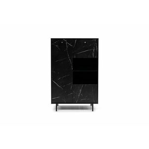 NEROLI 2 vitrines szekrény, 90x140x41, fekete/fekete márvány kép
