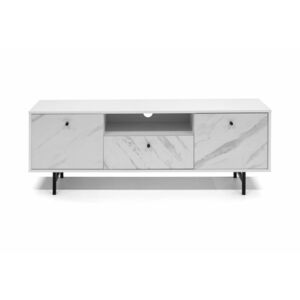 NEROLI TV asztal, 150x54x41, fehér/fehér márvány kép