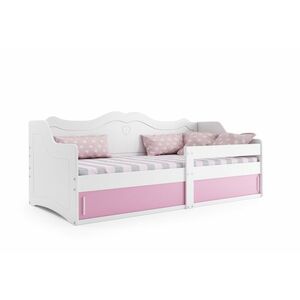 JULIS gyerekágy + matrac, 80x160, fehér/rózsaszín kép