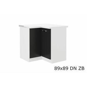 EPSILON 89x89 ND ZB alsó sarok konyhaszekrény munkalappal, 89/89x82x60, fekete/fehér kép