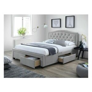 KARMEN kárpitozott ágy + ágyrács , 140x200, szürke/tölgy kép