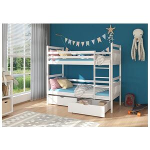 PANDA gyermek emeletes ágy nyomtatással + 2x matrac, 80x180, fehér kép