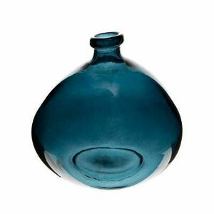 Kerek üveg váza, újrahasznosított üvegből, 23 cm, kék - BULLE DE SAVON - Butopêa kép
