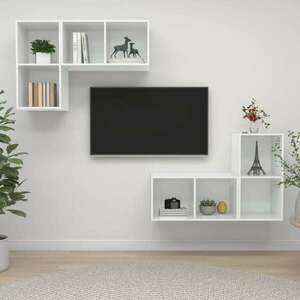 vidaXL 4 db magasfényű fehér forgácslap fali TV-szekrény kép
