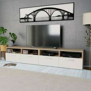 vidaXL 2 db tölgyfa színű/fehér faforgácslap TV szekrény 95x35x36 cm kép