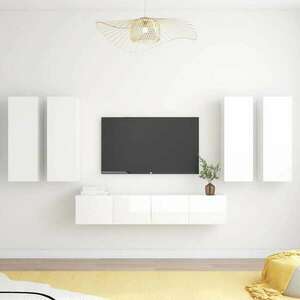 vidaXL 6 részes magasfényű fehér forgácslap TV-szekrényszett kép