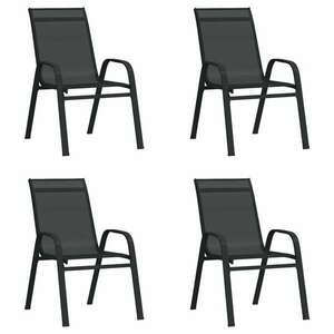 vidaXL 4 db fekete textilén rakásolható kerti szék kép