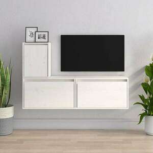 vidaXL 3 darab fehér tömör fenyőfa TV-szekrény kép