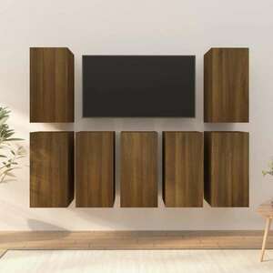 vidaXL 7 db barna tölgyszínű szerelt fa TV-szekrény 30, 5 x 30 x 60 cm kép