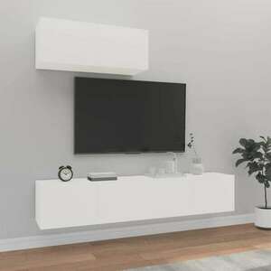 vidaXL 3 részes fehér szerelt fa TV-szekrényszett kép