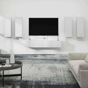 vidaXL 6 részes fehér szerelt fa TV-szekrényszett kép