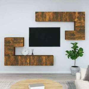 vidaXL füstös tölgyszínű falra szerelhető szerelt fa TV-szekrény kép