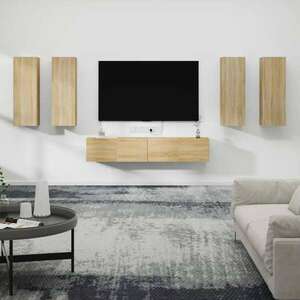 vidaXL 6 részes sonoma tölgy színű szerelt fa TV-szekrényszett kép