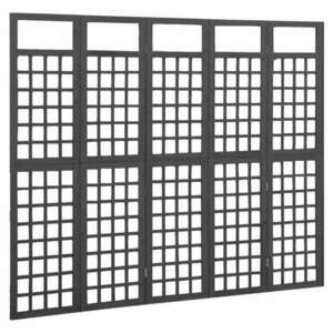 Fekete 5 paneles tömör fenyőfa térelválasztó/lugasrács 201, 5x180cm kép