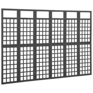 Fekete 6 paneles tömör fenyőfa térelválasztó/lugasrács 242, 5x180cm kép