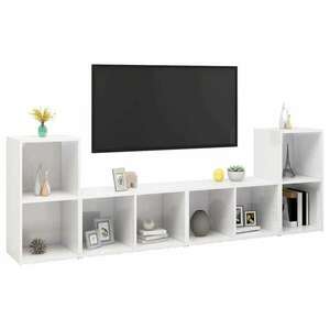 4 db magasfényű fehér forgácslap tv-szekrény 72 x 35 x 36, 5 cm kép