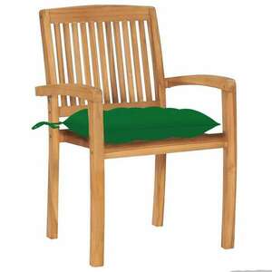 2 db tömör tíkfa kerti szék zöld párnával kép