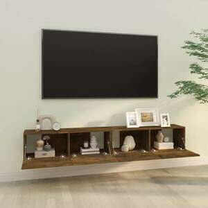 2 db füstös -tölgyszín szerelt fa fali tv-szekrény 100x30x30 cm kép