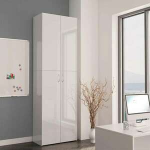 Magasfényű fehér forgácslap irodai szekrény 60 x 32 x 190 cm kép