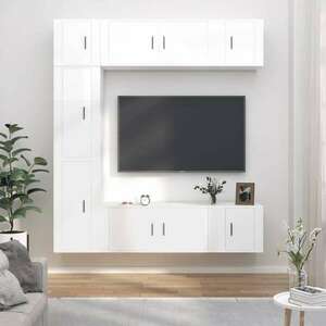 vidaXL 7 részes magasfényű fehér szerelt fa TV-szekrényszett kép