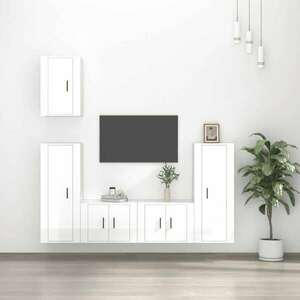 vidaXL 5 részes magasfényű fehér szerelt fa TV-szekrényszett kép
