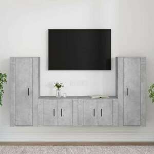 vidaXL 4 részes betonszürke szerelt fa TV-szekrényszett kép