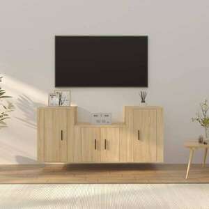 vidaXL 3 részes sonoma tölgy színű szerelt fa TV-szekrényszett kép