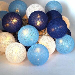 Iris Gömb alakú 6cm/színes fonott/4, 5m/kék-v.kék-fehér/30db LED-e... kép