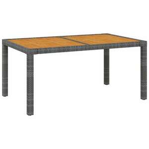 vidaXL szürke polyrattan és tömör akácfa kerti asztal 150 x 90 x 75 cm kép