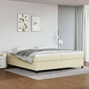 vidaXL krémszínű műbőr rugós ágy matraccal 200 x 200 cm kép