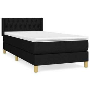 Fekete szövet rugós ágy matraccal 90x200 cm kép