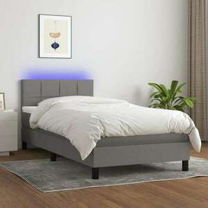vidaXL sötétszürke szövet rugós és LED-es ágy matraccal 90x200 cm kép