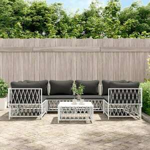 vidaXL 7-részes fehér acél kerti ülőgarnitúra párnákkal kép