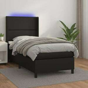 vidaXL fekete műbőr rugós ágy matraccal és LED-del 80 x 200 cm kép