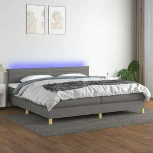vidaXL sötétszürke szövet rugós és LED-es ágy matraccal 200x200 cm kép