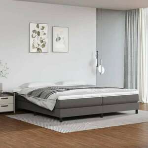 vidaXL szürke műbőr rugós ágy matraccal 200 x 200 cm kép
