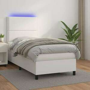vidaXL fehér műbőr rugós ágy matraccal és LED-del 80 x 200 cm kép