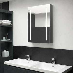 vidaXL fényes szürke LED-es tükrös fürdőszobaszekrény 50 x 13 x 70 cm kép