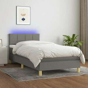vidaXL sötétszürke szövet rugós és LED-es ágy matraccal 90x190 cm kép