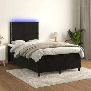vidaXL fekete bársony rugós és LED-es ágy matraccal 120x200 cm kép
