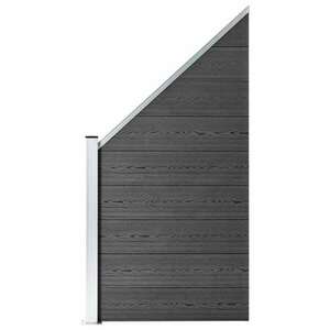 Fekete wpc kerítéspanelszett 446 x (105-186) cm kép