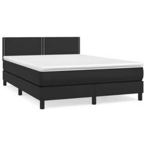 Fekete műbőr rugós ágy matraccal 140 x 200 cm kép