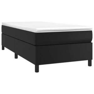 Fekete műbőr rugós ágy matraccal 90x190 cm kép
