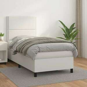 vidaXL fehér műbőr rugós ágy matraccal 90 x 200 cm kép